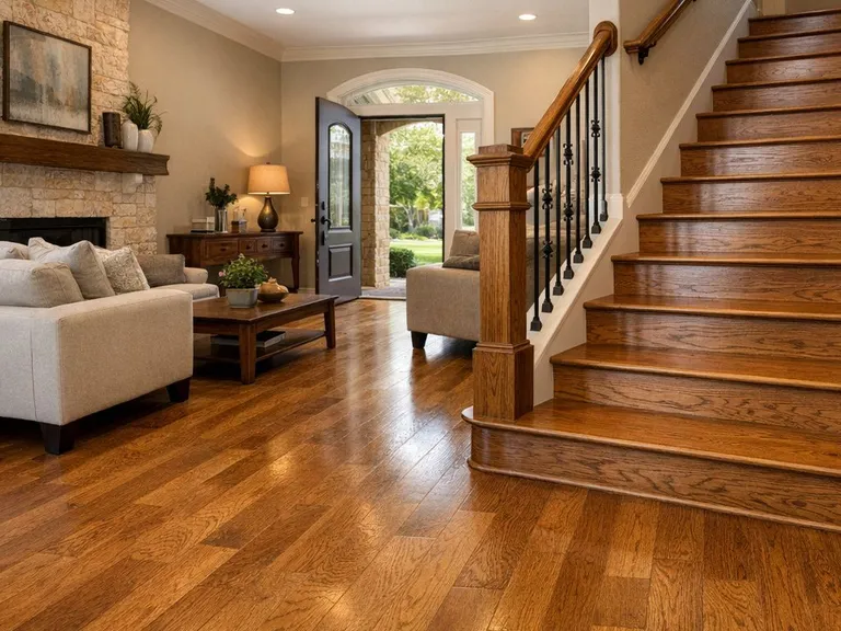 Hardwood flooring in a Round Rock Texas suburban home living room
