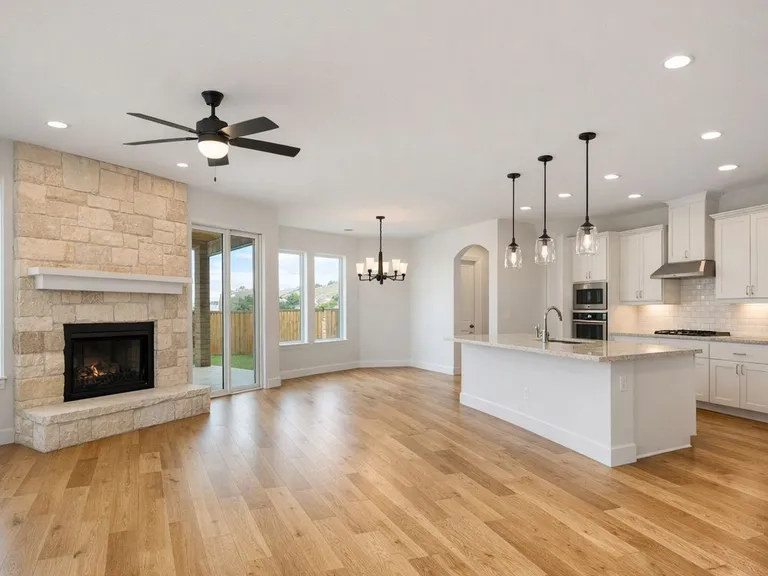 New construction home in Leander Texas with freshly installed hardwood flooring